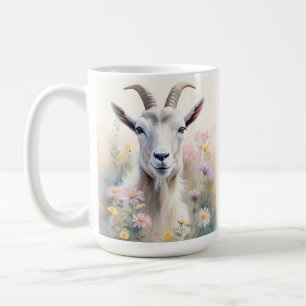 Soft Pastel Flower Field Goat Portret Koffiemok