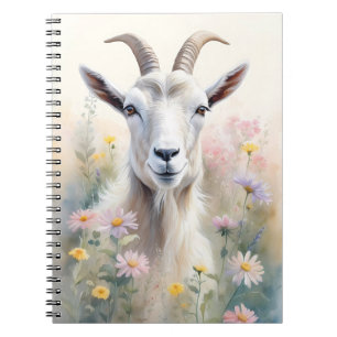 Soft Pastel Flower Field Goat Portret Notitieboek