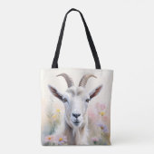 Soft Pastel Flower Field Goat Portret Tote Bag (Achterkant)