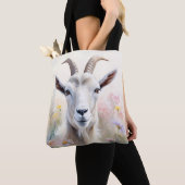 Soft Pastel Flower Field Goat Portret Tote Bag (Dichtbij)