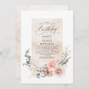 Soft Pastel Flowers Boho Elegant Birthday Party Kaart