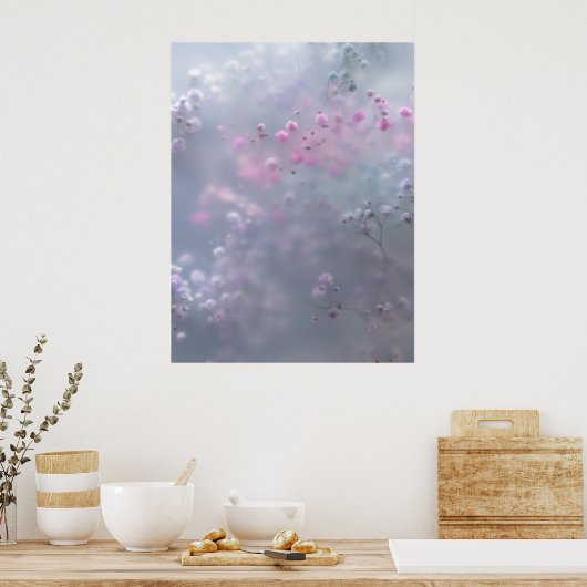Soft pastel flowers in dreamy blur  poster (Keuken)