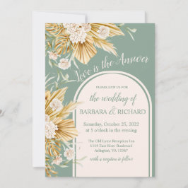 Soft Pastel Flowers Pampas Grass Boho Wedding Kaart