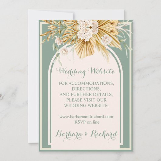 Soft Pastel Flowers Pampas Grass Boho Wedding Kaart (Achterkant)