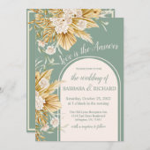 Soft Pastel Flowers Pampas Grass Boho Wedding Kaart (Voorkant / Achterkant)