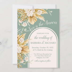 Soft Pastel Flowers Pampas Grass Boho Wedding Kaart