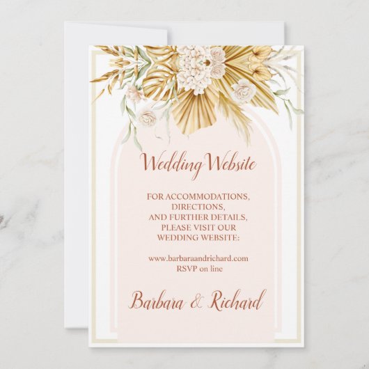 Soft Pastel Flowers Pampas Grass Boho Wedding Kaart (Achterkant)