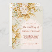 Soft Pastel Flowers Pampas Grass Boho Wedding Kaart (Voorkant / Achterkant)