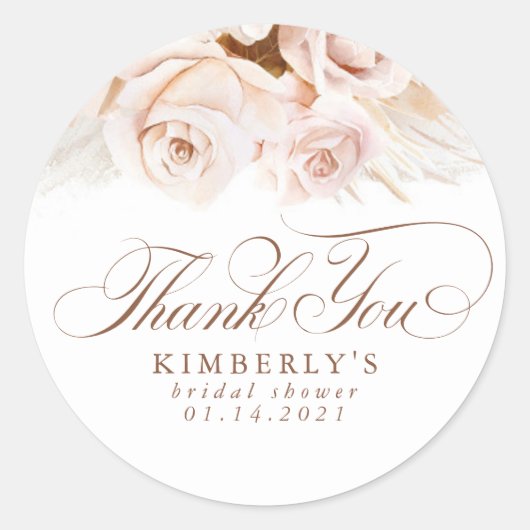 Soft Pastel Flowers Pampas Grass Hartelijk dank Ronde Sticker (Voorkant)