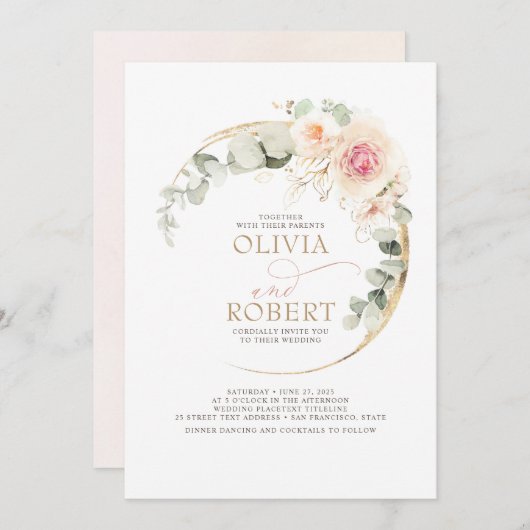 Soft Pastel Flowers Romantic Boho Wedding Kaart (Voorkant / Achterkant)