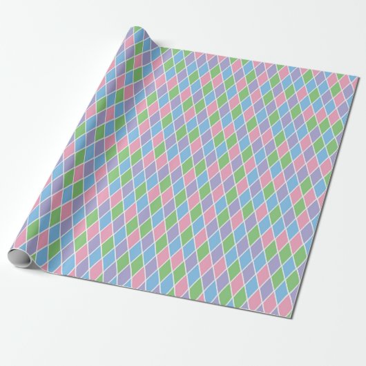 Soft Pastel Geometric Harlequin Cadeaupapier (Uitgerold)