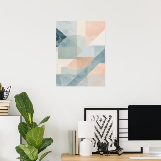 Soft Pastel Geometry – Abstracte moderne kunst pri Poster (Thuiskantoor)