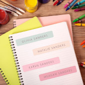 Soft Pastel Gepersonaliseerde School Naam Labels