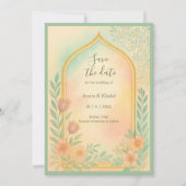 Soft Pastel Gold Floral Arch save the date Wedding Kaart (Voorkant)