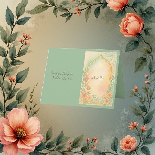 Soft Pastel Gold Floral Arch Wedding gastenkaart Bedankkaart