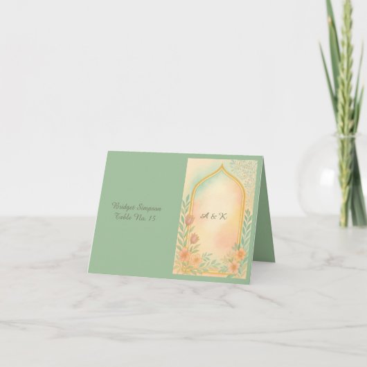 Soft Pastel Gold Floral Arch Wedding gastenkaart Bedankkaart (Voorkant)