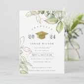 Soft Pastel Gold Green Foliage Graduage Party Kaart (Staand voorkant)