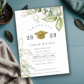 Soft Pastel Gold Green Foliage Graduage Party Kaart