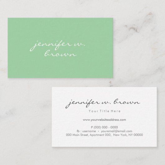 Soft pastel green, eenvoudig visitekaartje (Voorkant / Achterkant)