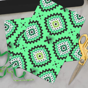 Soft Pastel Green Ethnic Boho Geometric Pattern Tissuepapier