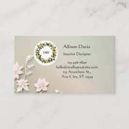 Soft Pastel Green Floral  Visitekaartje