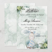 Soft pastel green met baby giraffe Aqeeqah nodig Kaart (Voorkant / Achterkant)