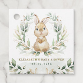 Soft Pastel Greenery Bunny Rabbit Baby shower Bedankjes Labels