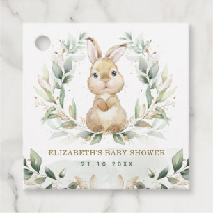 Soft Pastel Greenery Bunny Rabbit Baby shower Bedankjes Labels