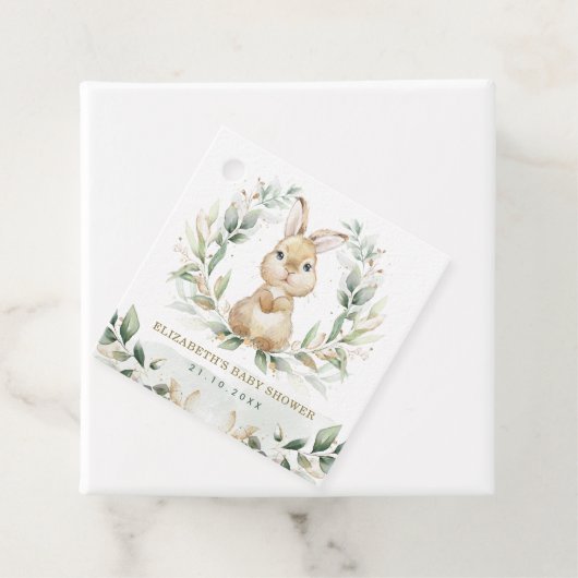 Soft Pastel Greenery Bunny Rabbit Baby shower Bedankjes Labels (In situ)
