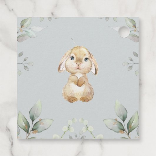 Soft Pastel Greenery Bunny Rabbit Baby shower Bedankjes Labels (Achterkant)