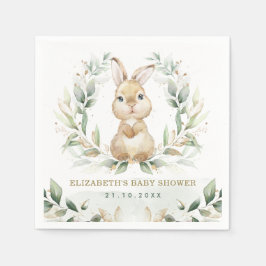 Soft Pastel Greenery Bunny Rabbit Baby shower Servet