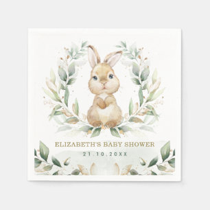 Soft Pastel Greenery Bunny Rabbit Baby shower Servet