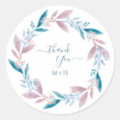 Soft Pastel Greenery Wreath Wedding Thank You Ronde Sticker (Voorkant)