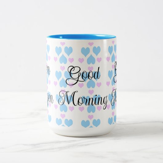 Soft Pastel Heart Pattern Guten Morgen Mok (Center)