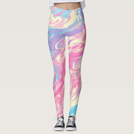 ✨ Soft Pastel Marble Design - Trendy & Smooth 🎨 Leggings (Voorkant)