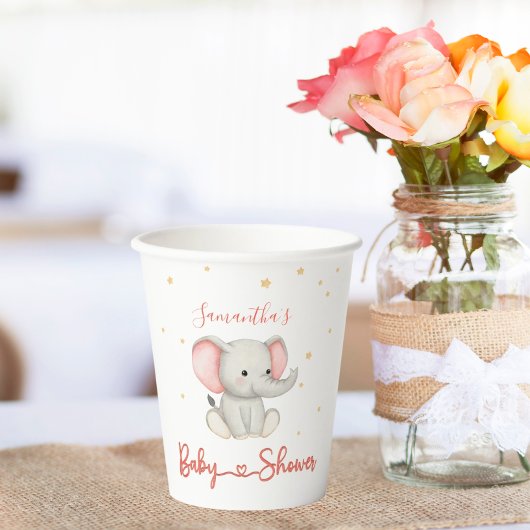 Soft Pastel Minimalist Elephant Baby shower Cup Papieren Bekers
