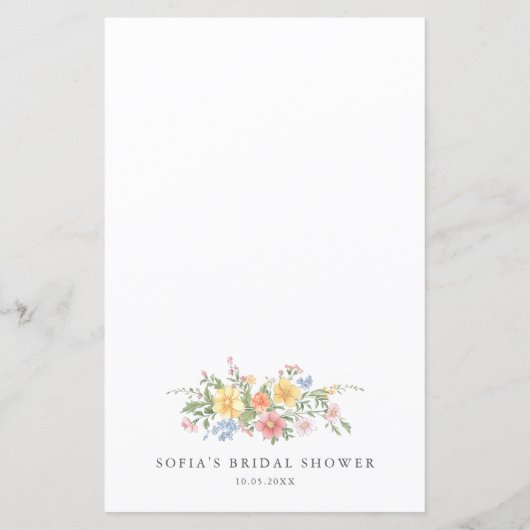 Soft Pastel Ornate Spring Bridal Shower Bingo Game (Achterkant)