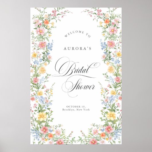 Soft Pastel Ornate Spring Bridal Shower Welcome Poster (Voorkant)