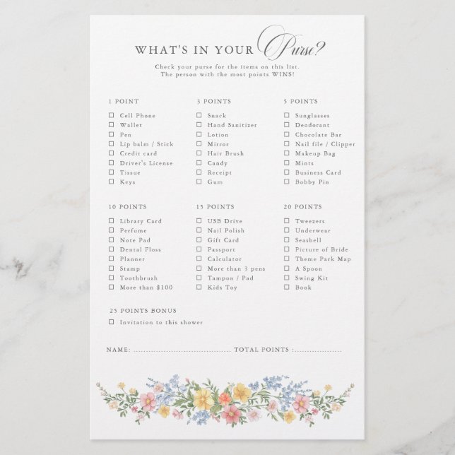 Soft Pastel Ornate Spring Chic Bridal Shower Game (Voorkant)