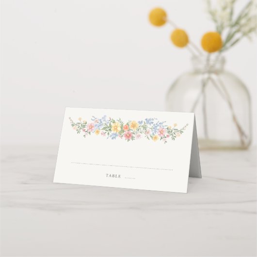 Soft Pastel Ornate Spring floral Garden Place card Plaatskaartje (Voorkant)