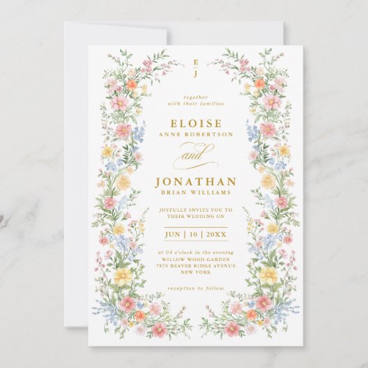 Soft Pastel Ornate Spring Floral Photo Wedding Kaart (Voorkant)