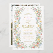 Soft Pastel Ornate Spring Floral Photo Wedding Kaart (Voorkant / Achterkant)