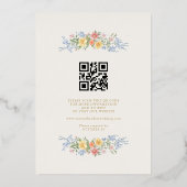 Soft Pastel Ornate Spring Floral QR Code Wedding  Folie Uitnodiging (Achterkant)