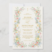 Soft Pastel Ornate Spring Floral QR Code Wedding Kaart (Voorkant)