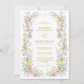 Soft Pastel Ornate Spring Floral QR Code Wedding Kaart (Voorkant)