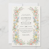 Soft Pastel Ornate Spring Floral QR Code Wedding Kaart (Voorkant)
