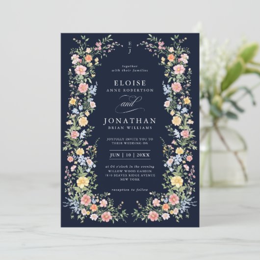 Soft Pastel Ornate Spring Floral QR Code Wedding   Kaart (Staand voorkant)