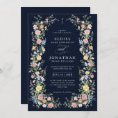 Soft Pastel Ornate Spring Floral QR Code Wedding   Kaart (Voorkant / Achterkant)