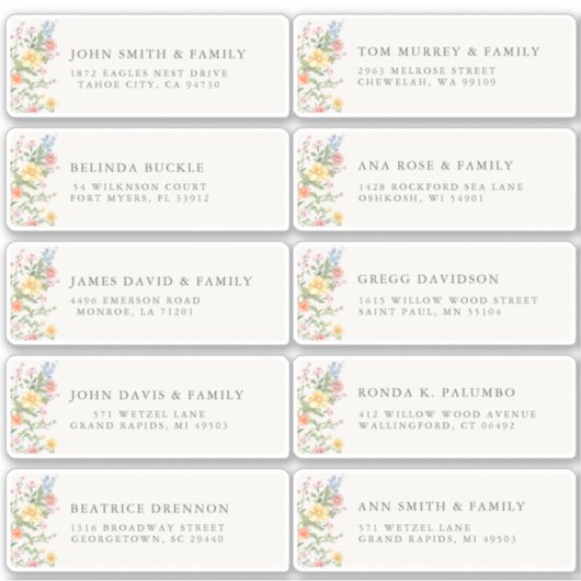 Soft Pastel Ornate Spring Garde Guest Name Address Sticker (Voorkant)