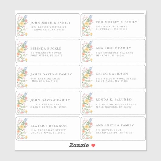 Soft Pastel Ornate Spring Garde Guest Name Address Sticker (Vel)